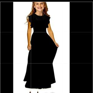 This is a formal to casual black dress.